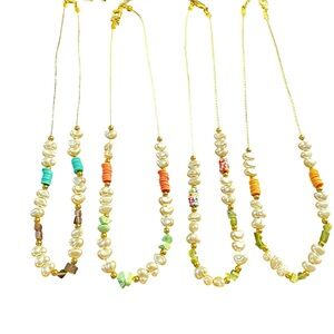 Multicolor beads large pearl adjustable necklace women gift choose your color.